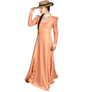1960's/70's Handmade Gunne Sax Prairie Peach Pink Dress